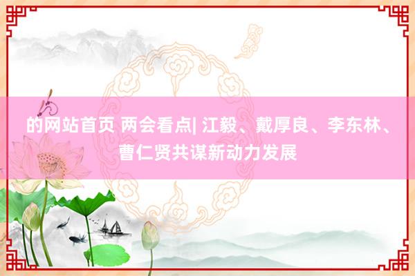 的网站首页 两会看点| 江毅、戴厚良、李东林、曹仁贤共谋新动力发展