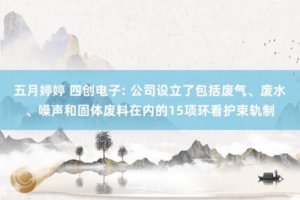 五月婷婷 四创电子: 公司设立了包括废气、废水、噪声和固体废料在内的15项环看护束轨制