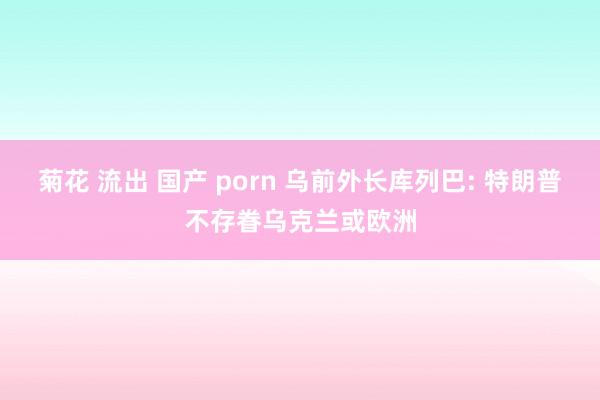 菊花 流出 国产 porn 乌前外长库列巴: 特朗普不存眷乌克兰或欧洲