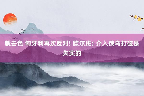 就去色 匈牙利再次反对! 欧尔班: 介入俄乌打破是失实的