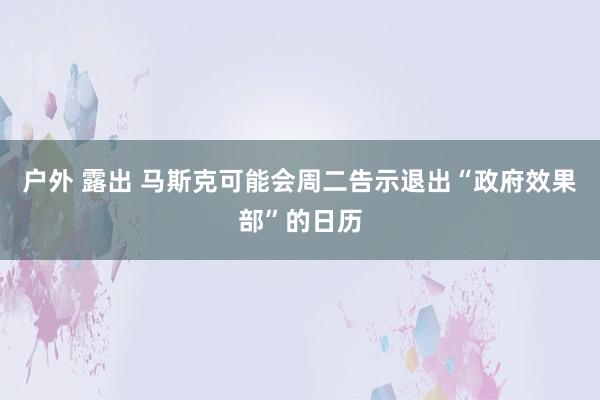户外 露出 马斯克可能会周二告示退出“政府效果部”的日历