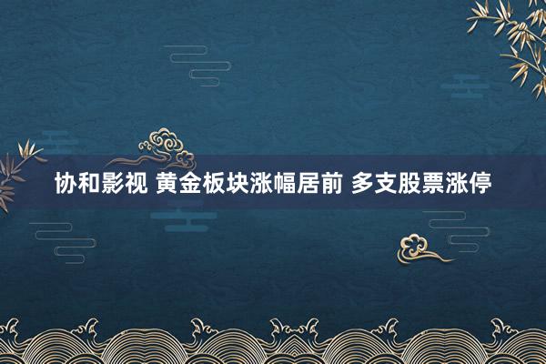 协和影视 黄金板块涨幅居前 多支股票涨停