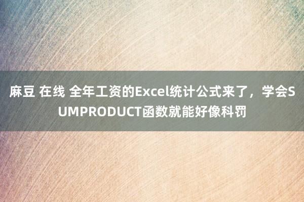麻豆 在线 全年工资的Excel统计公式来了，学会SUMPRODUCT函数就能好像科罚