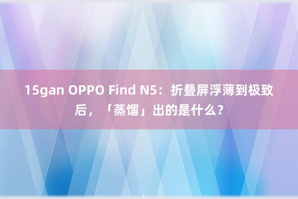 15gan OPPO Find N5：折叠屏浮薄到极致后，「蒸馏」出的是什么？